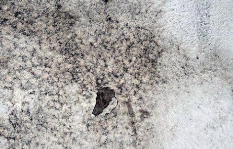 Worn commercial roof surface with UV damage and coating breakdown identified during inspection