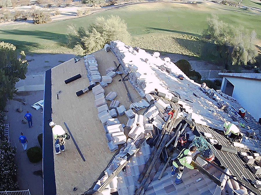 Tile Roofing For Arizona by MSW Contracting LLC - Step 2. Remove tile by section and haul away old battens and felt as needed. 