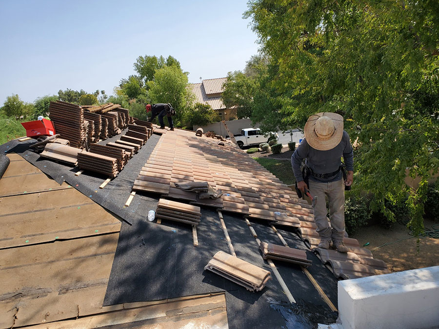 Tile Roofing For Arizona by MSW Contracting LLC - Step 8. Reinstall Field roof tiles and secure as needed. 