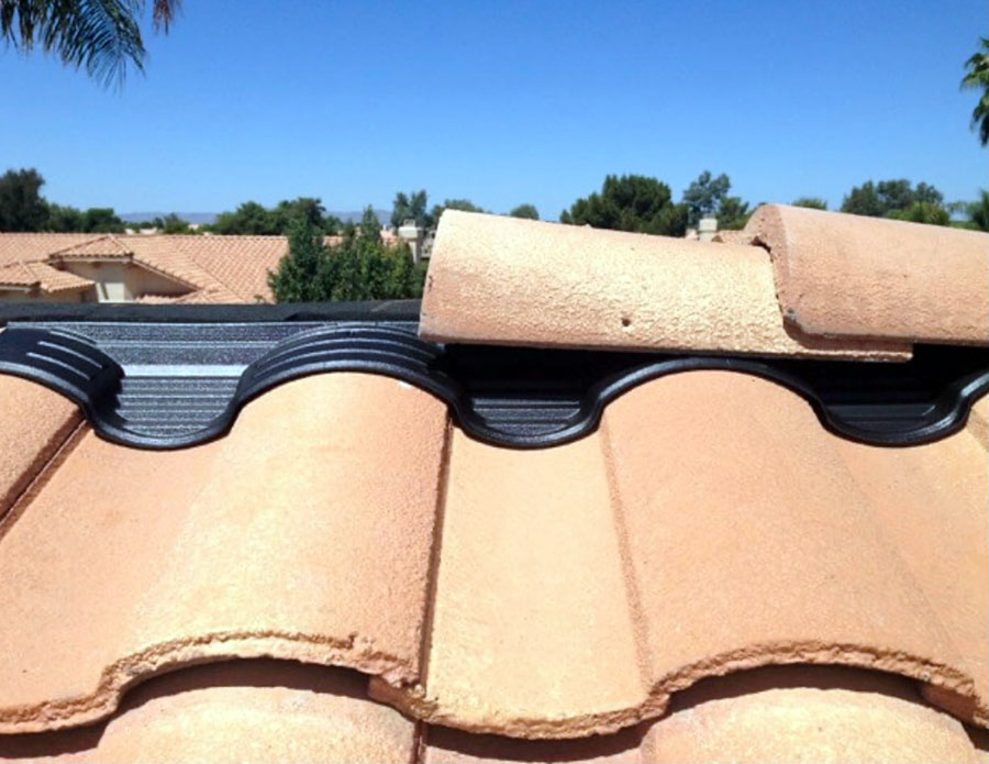 Tile Roofing For Arizona by MSW Contracting LLC - Step 9. Install Hip and Ridge closer and ridge cap tiles. 